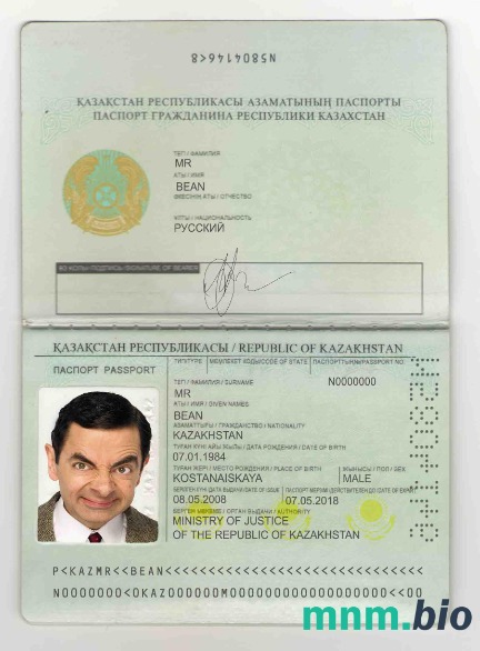 Paszport Kazachstanu (1991-2009) przykład w formacie PSD
